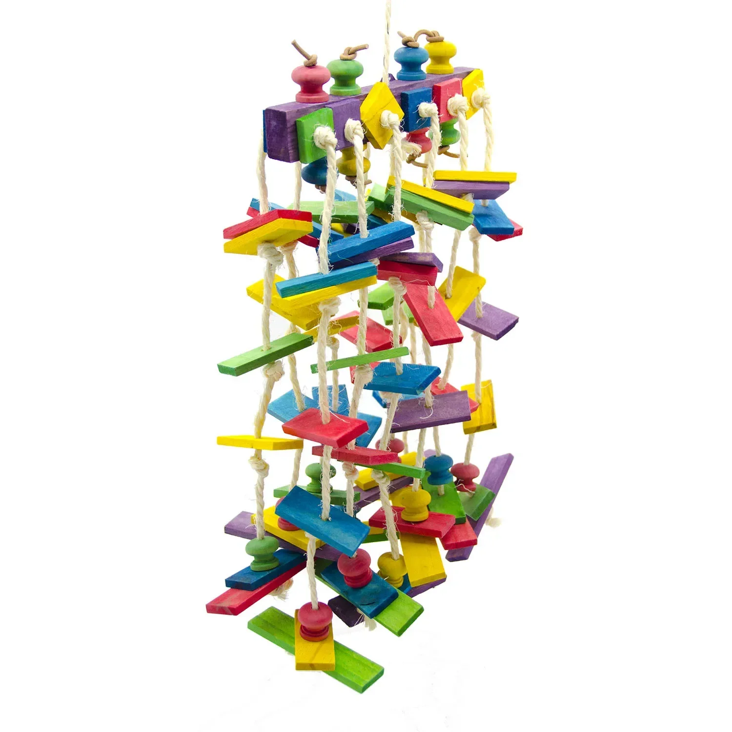 A 1PCS Large Parrot Destroys Toy Sword Hemp Rope Mushroom Color Wood Chip Nibble String Stand Bird