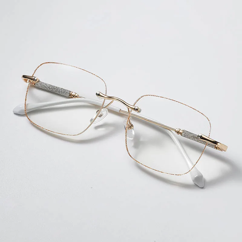 55738 Damen Randlose Lesebrille für Leser mit transparenten Gläsern, rahmenlose Presbyopie-Optikbrille +1,0 +2,0 +3,0 +4,0