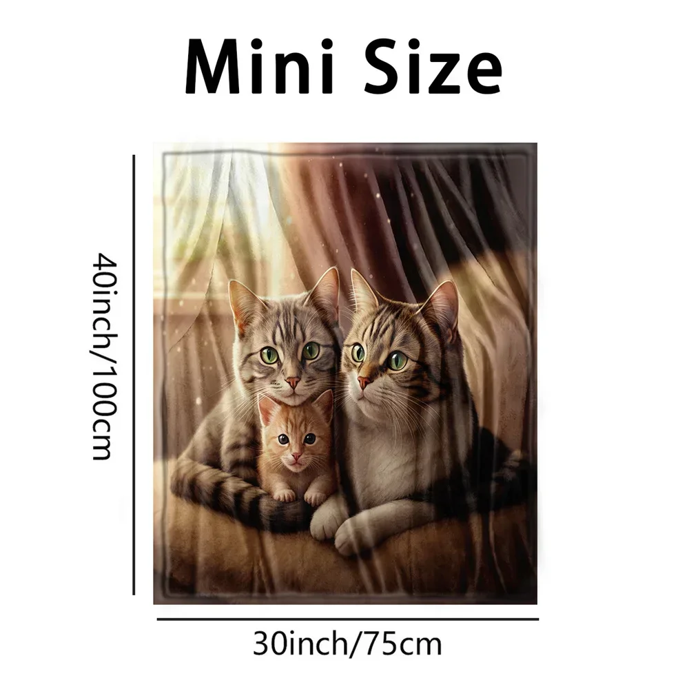 Charming Family of Cats Design Soft Microfiber Throw Blanket – Cozy for Bed, Sofa, Camping, Picnic & Winter Warmth - view 5