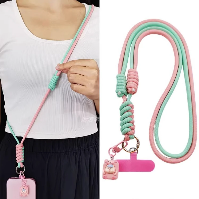 Crossbody Adjustable Phone Lanyard, Double Stranded Woven, Sturdy and Cute Cartoon Pendant Phone Case Universal Phone Case