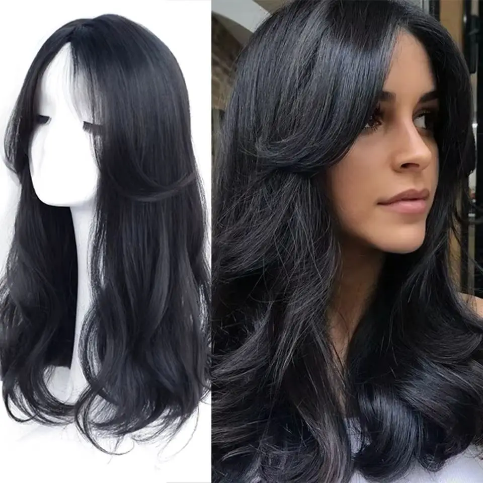 

Длинный 26 дюймов натуральный черный 200 плотность волнистый кружевной парик 5x5 шелковая основа человеческих волос для женщин детские волосы предварительно выщипанные бесклеевые