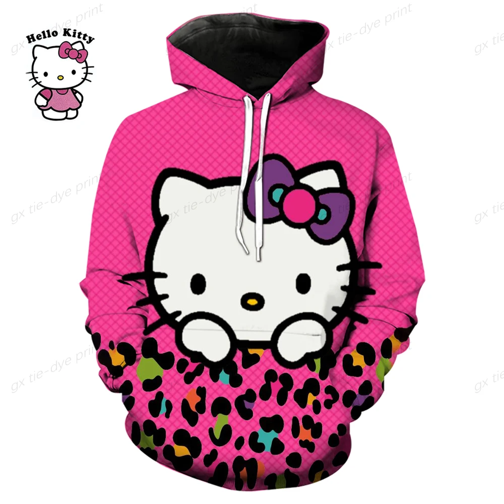 Hello Kitty Hoodie Men Women Hooded Pullover Sweatershirt Male Female Student Hip Hop Hoodie Sweatshirts 2024 New Cartoon Hoodie