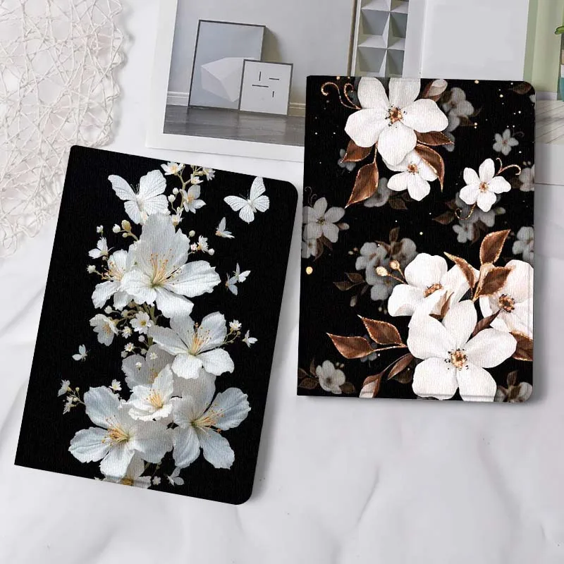 

White Flowers Butterfly Tablet Case For Samsung Tab Galaxy S6 S11 A A7 A8 A9 A11 10.1 10.4 10.5 Plus Lite Gift