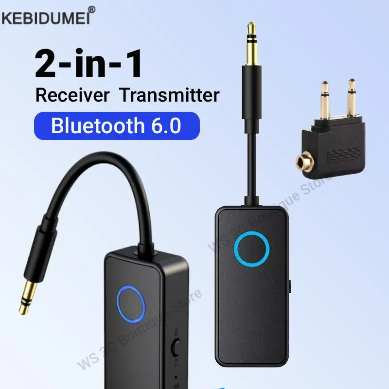 Transmisor receptor 2 en 1 Bluetooth 5,4, conector auxiliar de 3,5mm, Dongle USB para avión, adaptador de Audio inalámbrico para vuelo, TV, cinta de correr para coche
