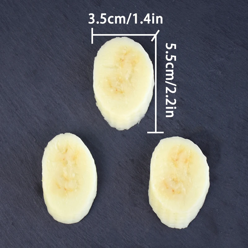 6/20 Stück Realistische Simulierte Bananenscheiben Künstliche Früchte Fake Food für DIY Slime Zubehör Bastelbedarf Harz-Charms Requisiten Heim-Sets – Detail 6