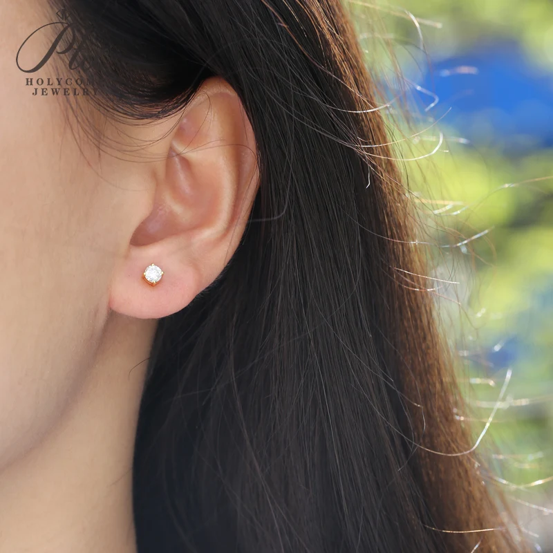 Laborgezüchtete Diamant-Ohrstecker 3mm Runde Form 925 Sterling Silber Vierkant-Fassung Edles Geschenk Großhandel Holycome Schmuck – Detail 29