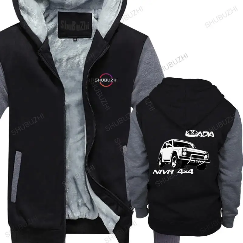 Giacca da uomo streetwear con cappuccio cerniera Lada Niva 4 x4 Off Road Russsische Car Auto Suv Vintage uomo felpa con cappuccio in cotone cappotto