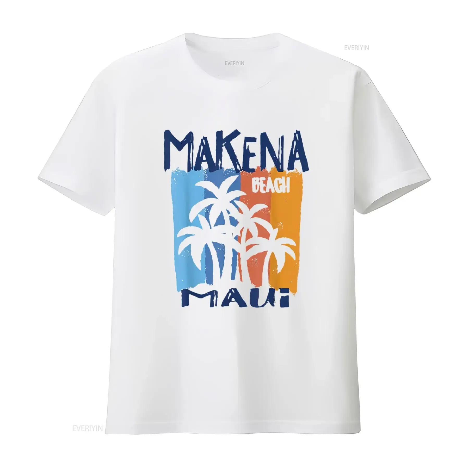 Camiseta Makena Beach Maui divertida y colorida con diseño de palmeras para hombre, camiseta negra 3X grande vintage lavada para uso diario, elegante