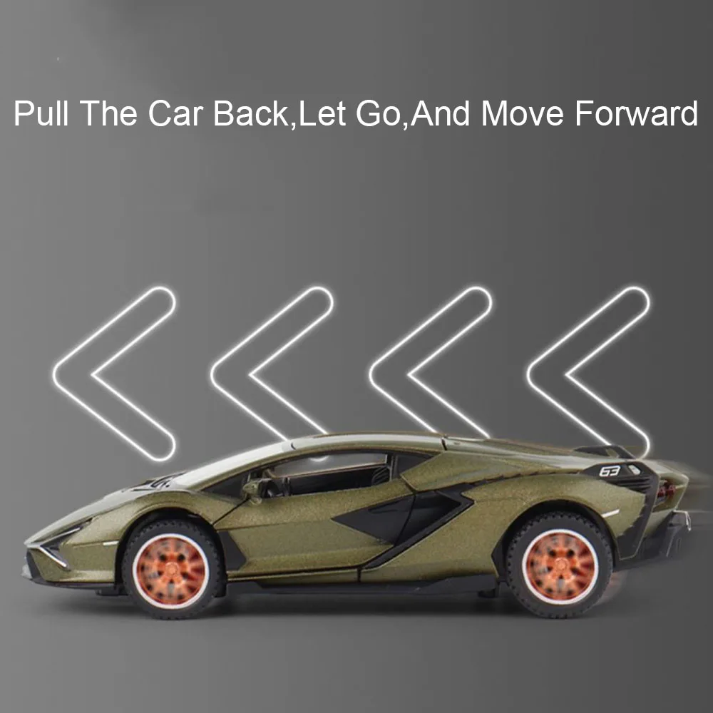 1:32 Scale Sian FKP37 Revuelto Car Model Toy Metal Diecasts Music Light Pull Back Doors Opened Supercar Models Collect Presents