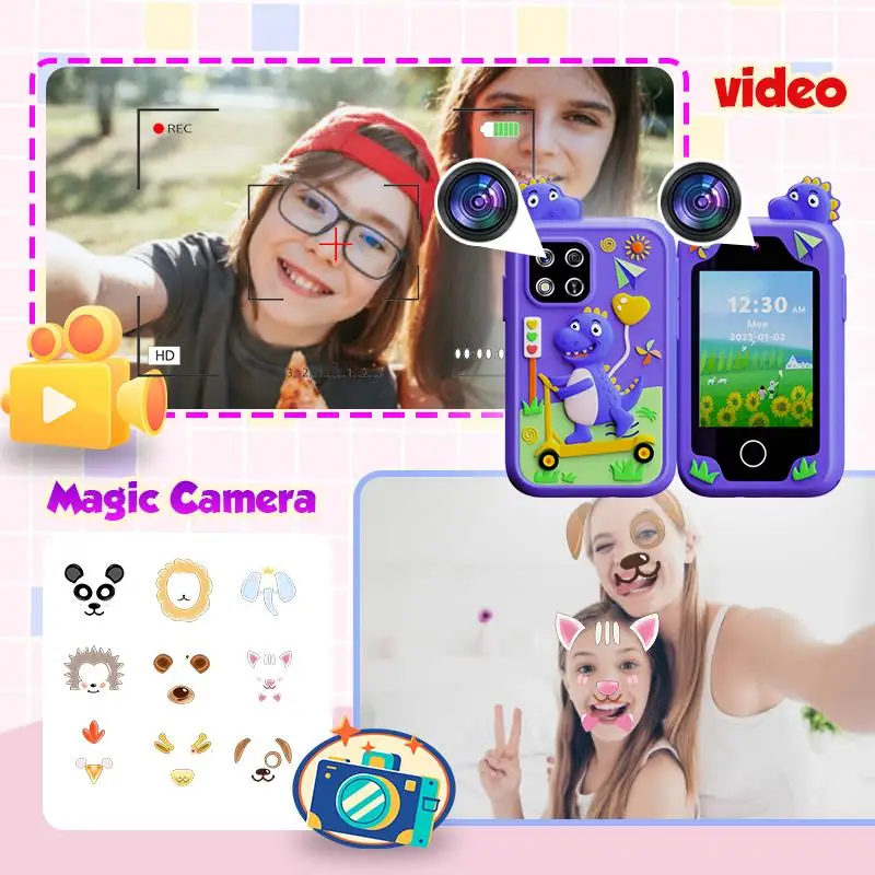ألعاب أطفال الهاتف الموسيقية يونيكورن ديناصور الطفل المحمول Selfie كاميرا مشغل MP3 ألعاب تعليمية هدايا عيد الميلاد عيد الميلاد