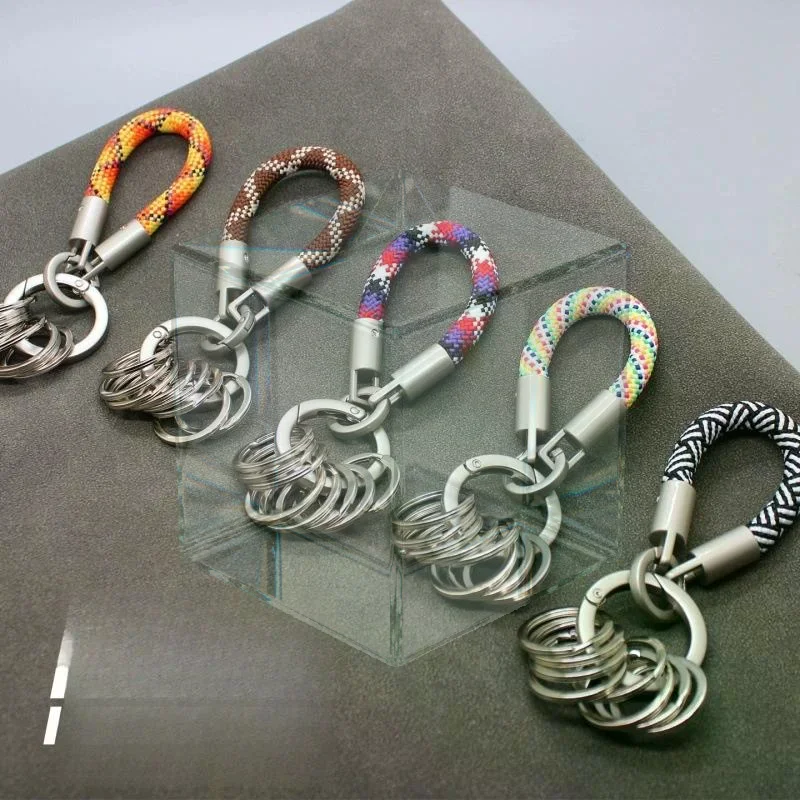 Premium-feel Titanium-colored Alloy Keychain With Multi-ring Pendants A Handy Tool For Organizing Keys Features Detachable