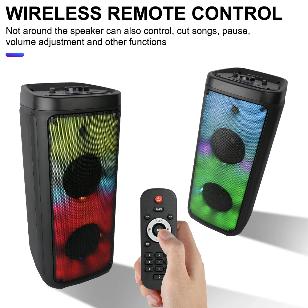 مكبرات صوت بلوتوث لاسلكية محمولة ، صوت الحفلات ، شعلة W ، قوة كبيرة ، مزدوجة 8 "، K-Song في الهواء الطلق