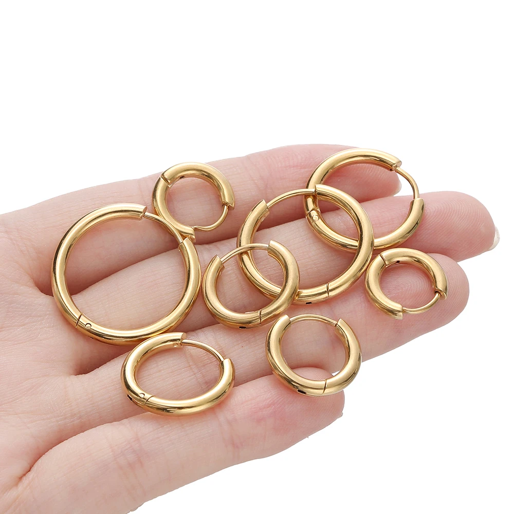 10pcs Stainless Steel Small Hoop Earring Piercing Ear Cartilage 8-18mm Women Round Circle Pendant for DIY Earring Jewelry Making image 4