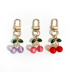 Cute Cherry Keychain Pink Red Purple Resin Pendant Bag Charm Accessories For Women