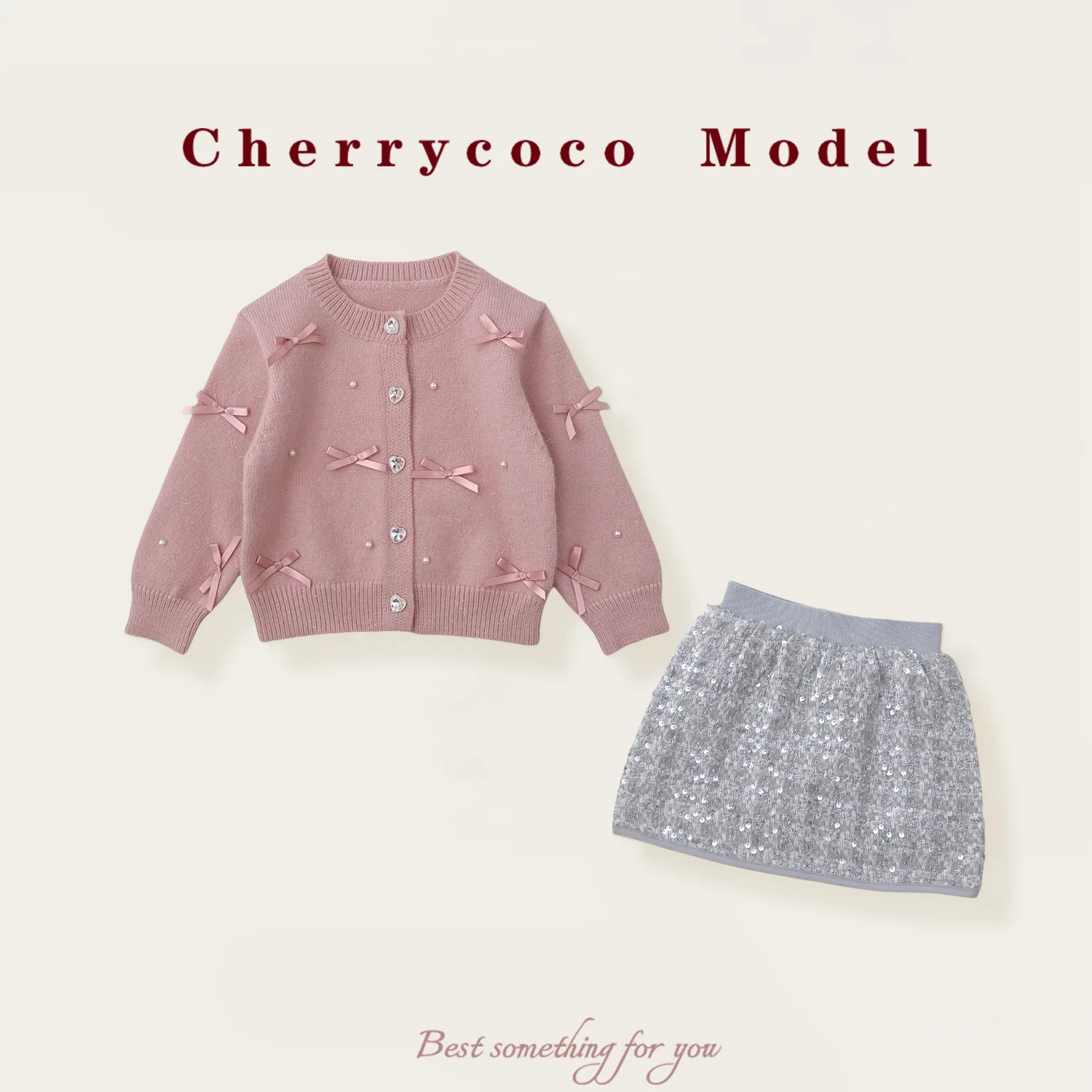 

Костюм для девочек, весна-осень 2021, костюм для девочек, осенне-зимний новый костюм принцессы с милым жемчужным бантом и пайетками для маленьких девочек