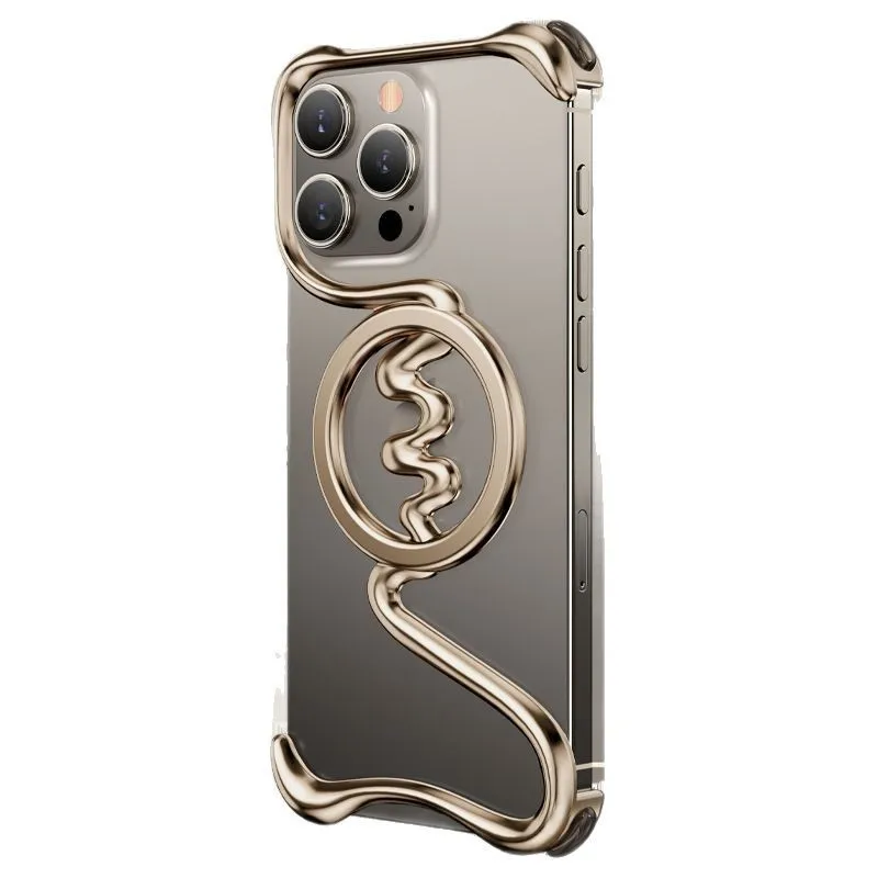 

Bayinbrook Metal Borderless Phone Case For iPhone 16Pro 16Pro Max for MagSafe Hollow Cooling Luxury Protective Case