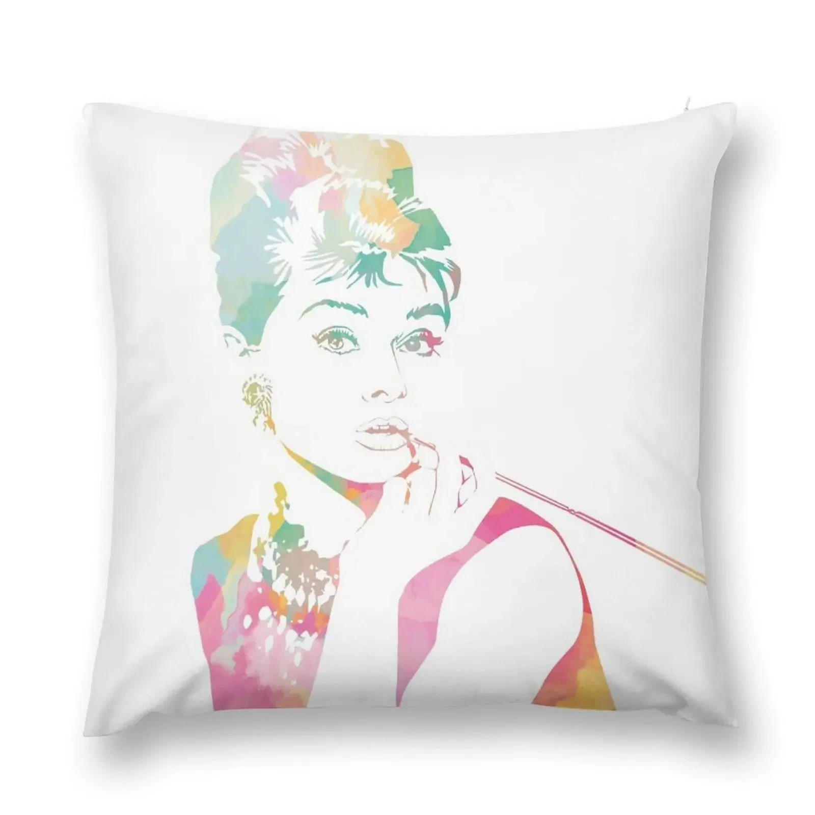 

Audrey in colorful art, classic retro vintage style Throw Pillow Cushion Cover Luxury Anime pillow