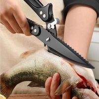 Kitchen scissors Black titanium stainless steel strong chicken bone shears household chicken duck goose bone scissors