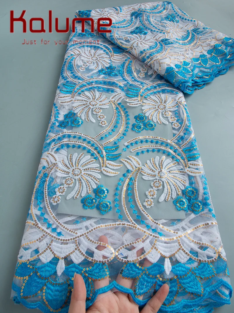 Kalume dentelle français maille Tulle dentelle tissu avec paillettes 2025 haute qualité africain dentelle tissu nigérian robe de mariée pour les femmes