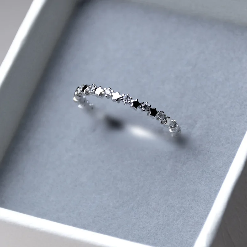 

Fashion Silver Color White Zircon Star Rings Super Fine Crystal Engagement Wedding Ring for Women Fine Jewelry Gifts