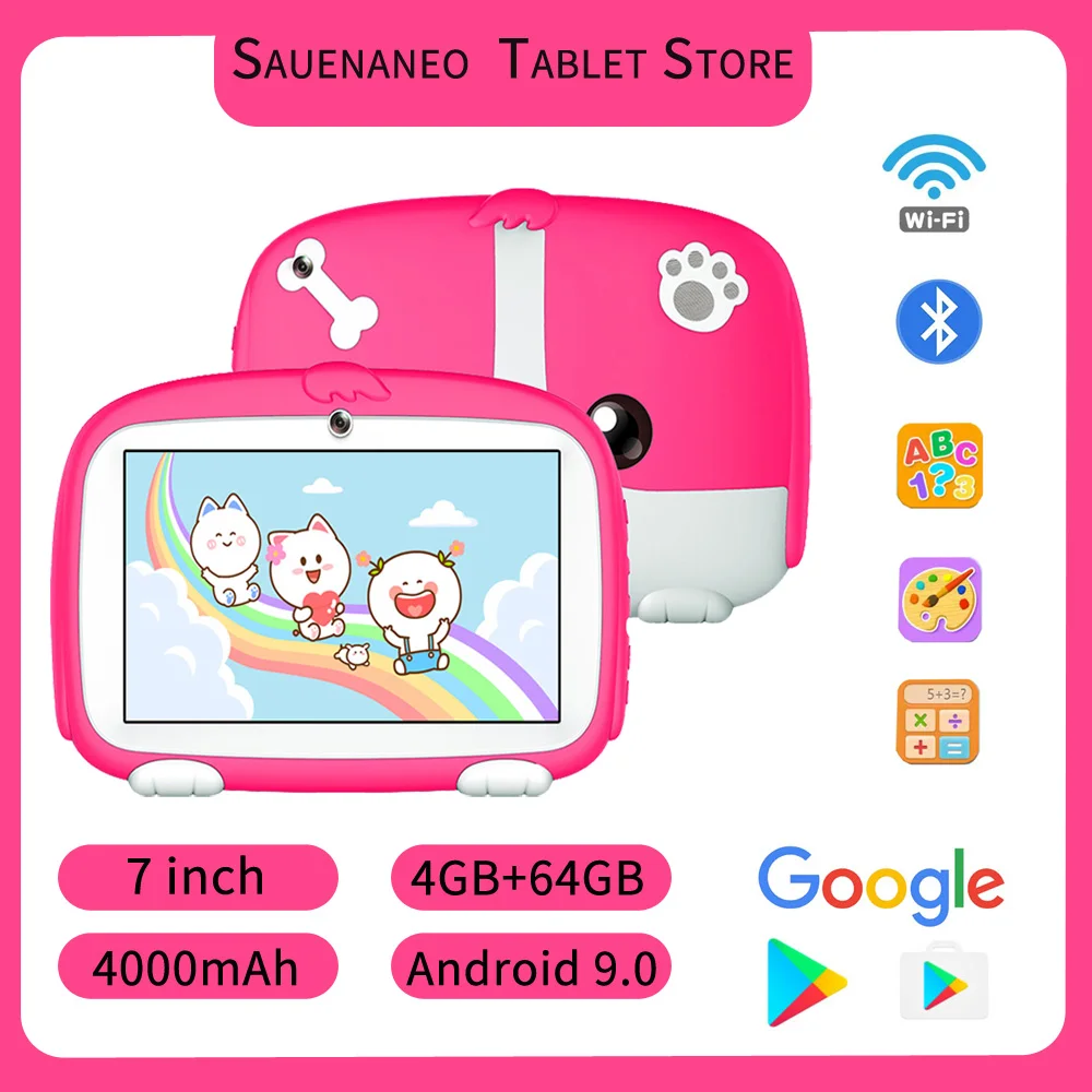 Nowy 7-calowy mini tablet Sauenaneo z systemem Android 9-4 GB RAM 64 GB ROM Prezent dla dzieci Podwójny aparat 4000 mAh