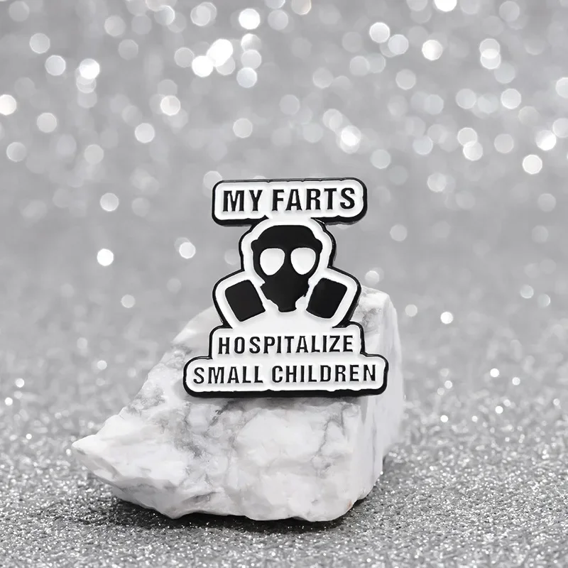 My Farts Hospitalize Small Children Warning Slogans Enamel Pins Face Shield Irony Quotes Brooches Lapel Bag Badges Jewelry Gift