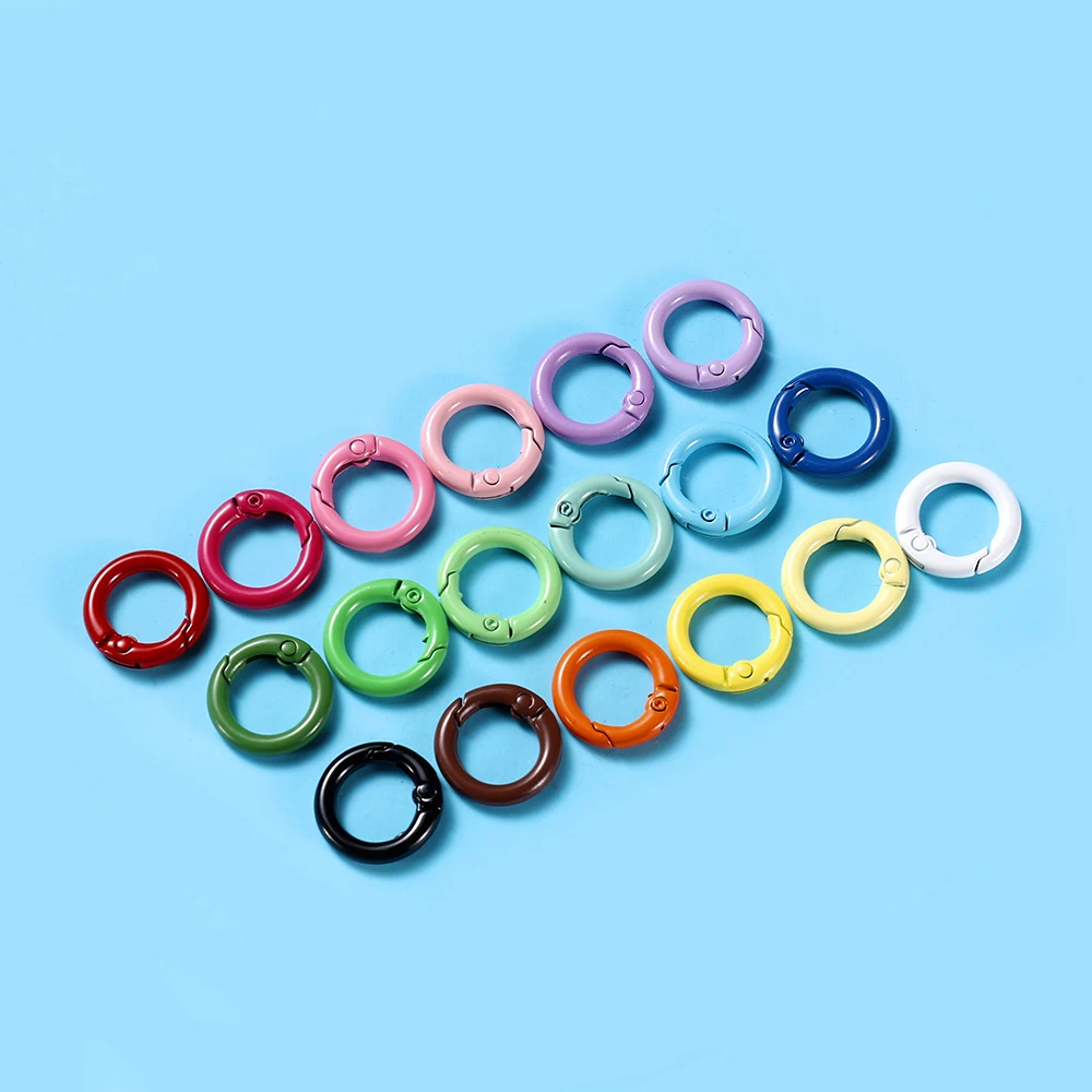 5 stks/partij 21 Kleuren Metalen O Ring Lente Sluiting Te Openen Ronde Karabijnhaak Sleutelhanger Clips Haak Hond Keten DIY Sieraden Gesp connector