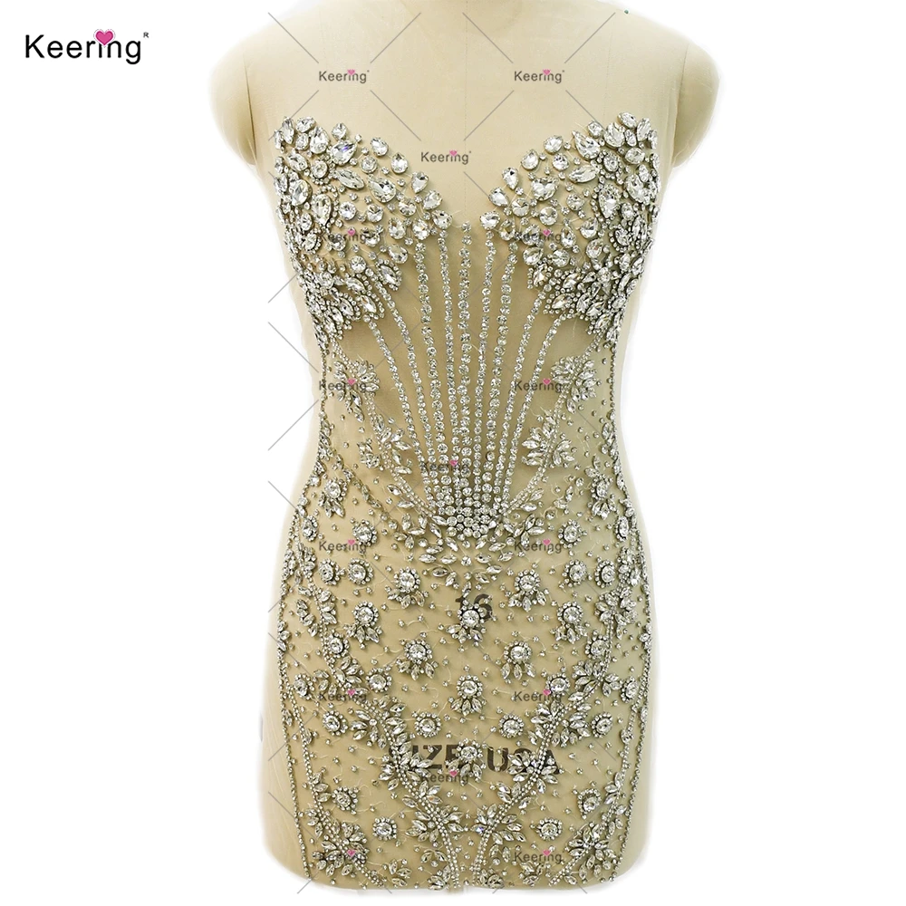 Rhinestone Body for Prom Dress, Sew On, 3D Shiny, Luxury Silver Stone, WDP-487