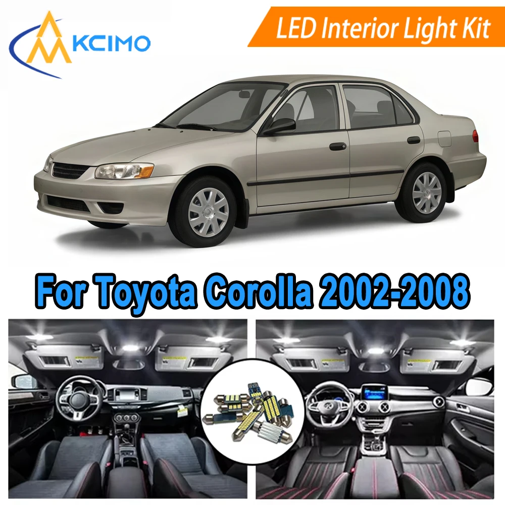 

Светодиодные внутренние лампочки для Toyota Corolla (2002-2008) Седан Купол, Карта, номерной знак 6000K Белый ​ /Сменные лампочки синие ​