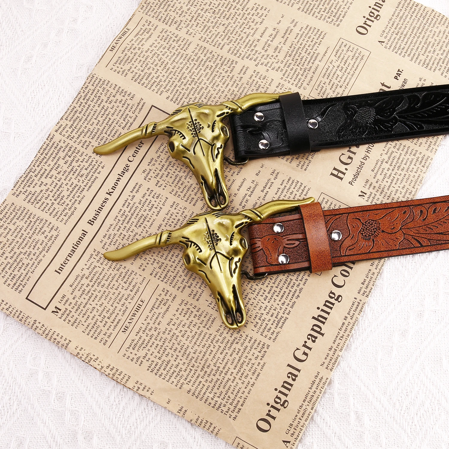 

Мужской ремень из ПУ кожи, с Цветочным Тиснением