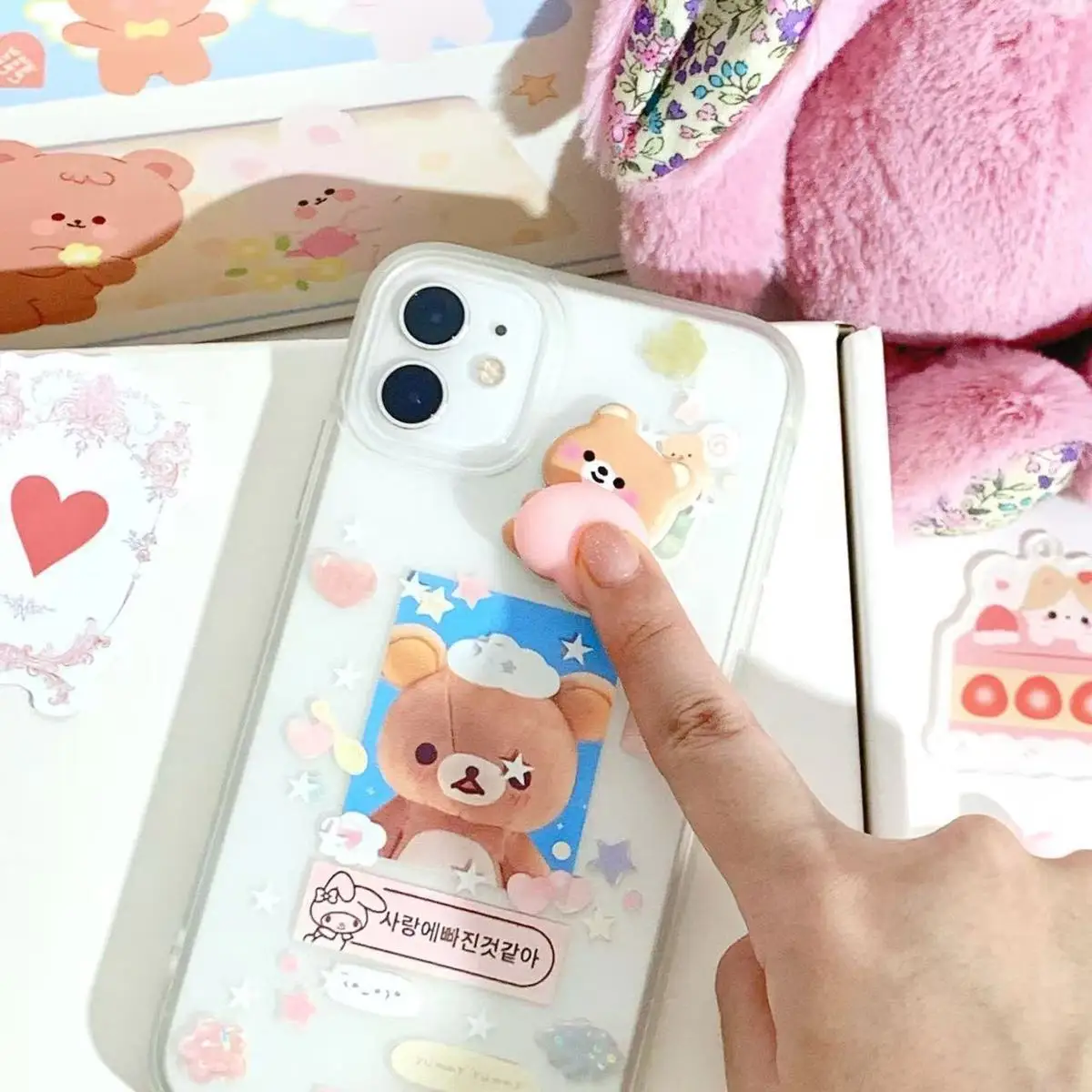 3D süße Hase Pfirsich Aufkleber Kawaii Tiere Aufkleber – Squishy Fidget DIY Aufkleber für Handyhülle Scrapbook, lustiges Stressabbau-Geschenk – Detail 11