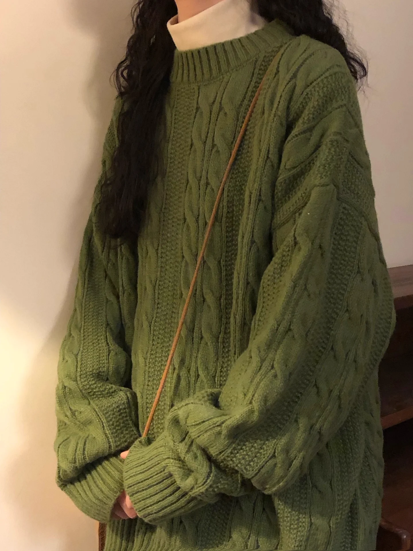 

NAGA Men's Loose Casual round Ne Knitted Sweater Autumn Winter American Retro Simple Braided Loose Fit Comfortable Knitwear