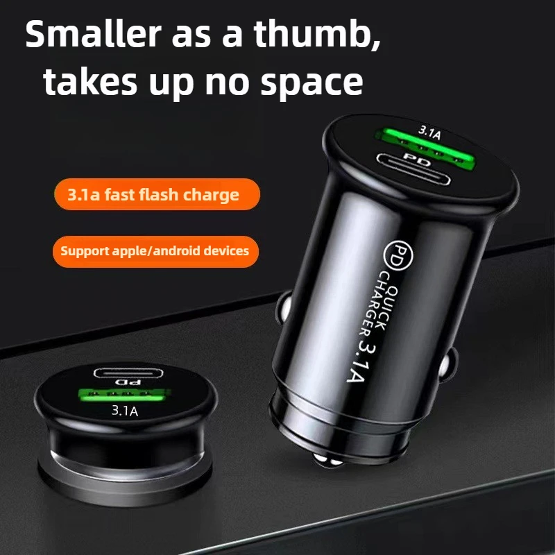 

15W 3.1A Mini PD QC Fast Charging Car Charger USB C Car Phone Charger Adapter For Xiaomi Samsung Huawei