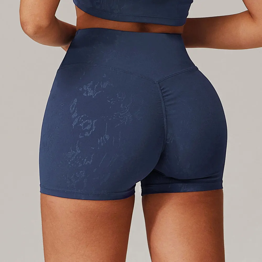 Mulheres esportes curto impresso yoga shorts de cintura alta respirável fitness apertado yoga legging shorts ciclismo atlético ginásio shorts