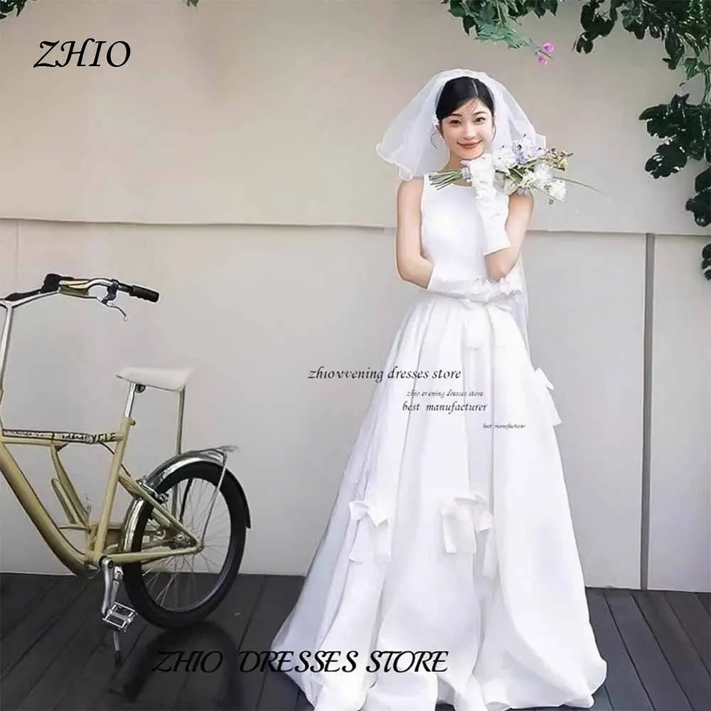 

ZHIO Korea Bow Wedding Dresses A-line Lovely Corset Reception Dresses Photo Shoot Bridal Gown Customized Lace-Up 빈티지 웨딩드레