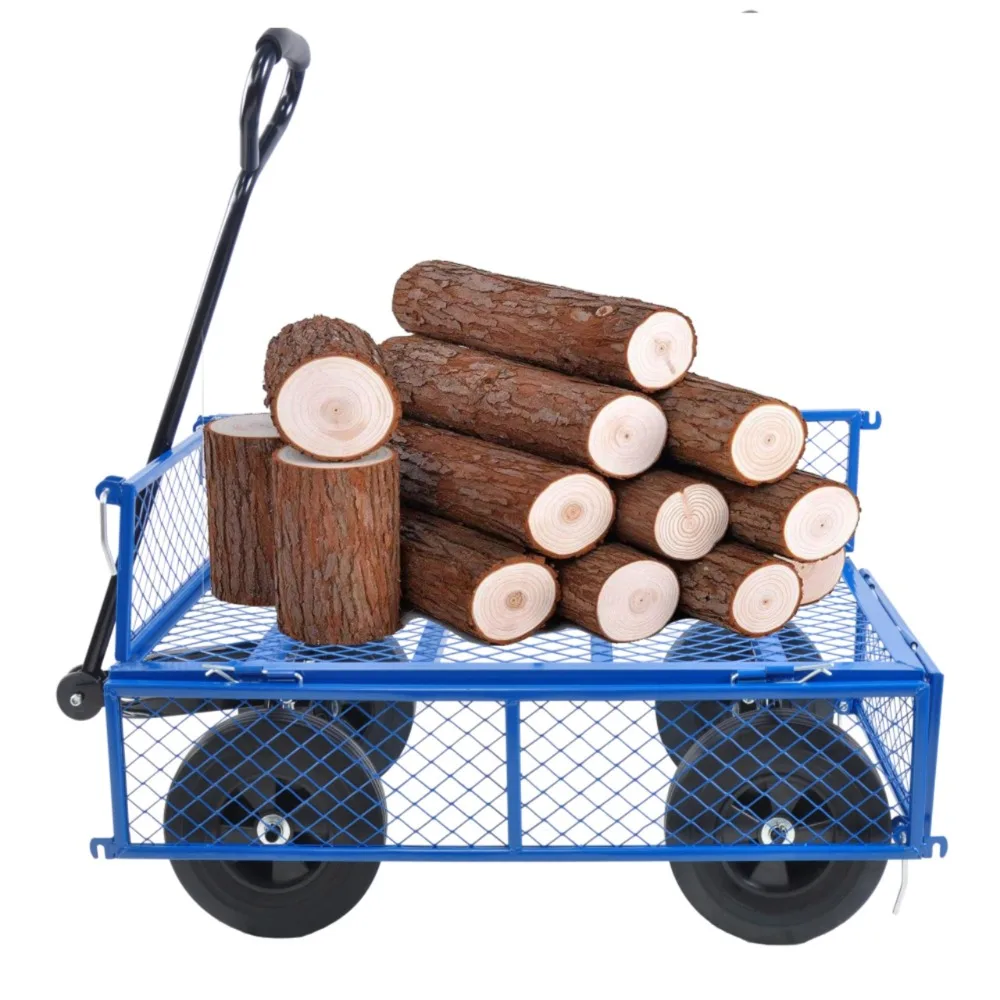 Wagon Garden Cart for Easy Firewood Transportation with Inflatable Tires - Ideal for Home and Garden Use