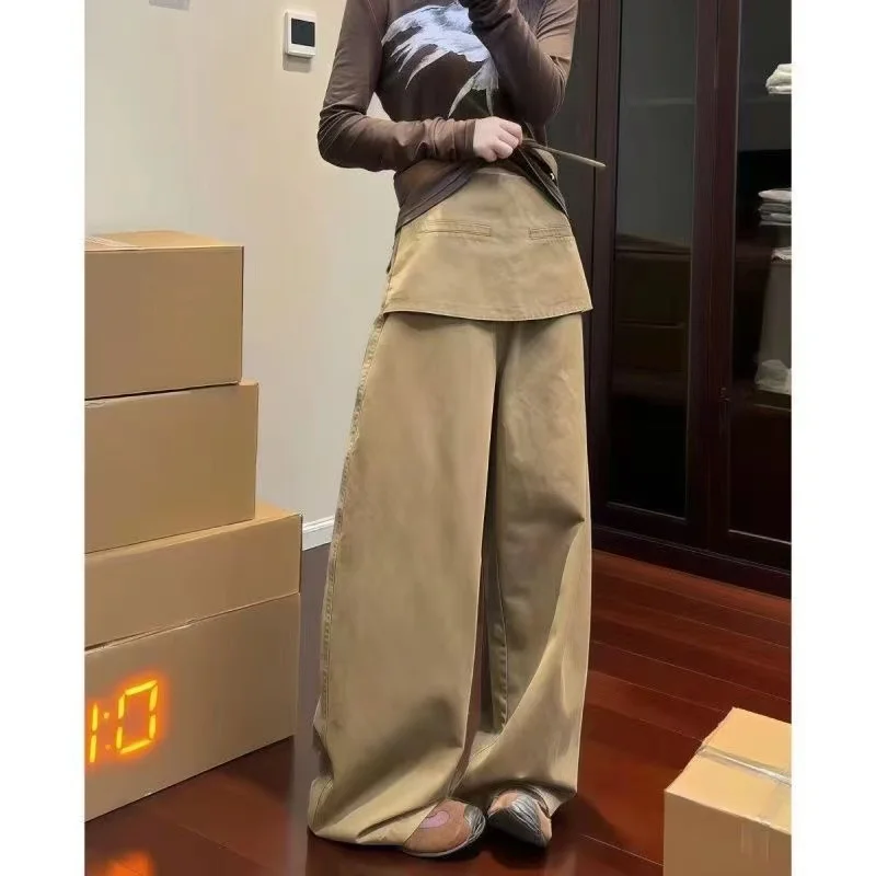 Korean Fashion High Waist Straight Leg Jeans Autumn New Loose plus Size Slimming Young Good Looking Hip Covering Wide Leg Pants
