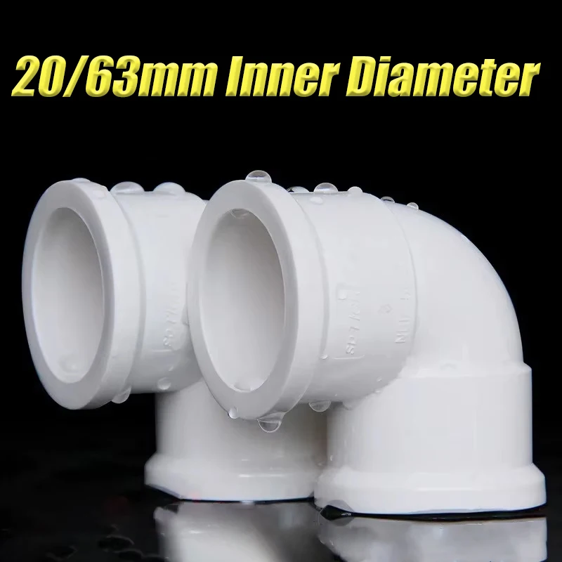 

1-20pc/lot ID 20mm-63mm White Red PVC Connector Elbow Joints Aquarium Fish Tank DIY Tools Garden Irrigation Water Pipe Connector