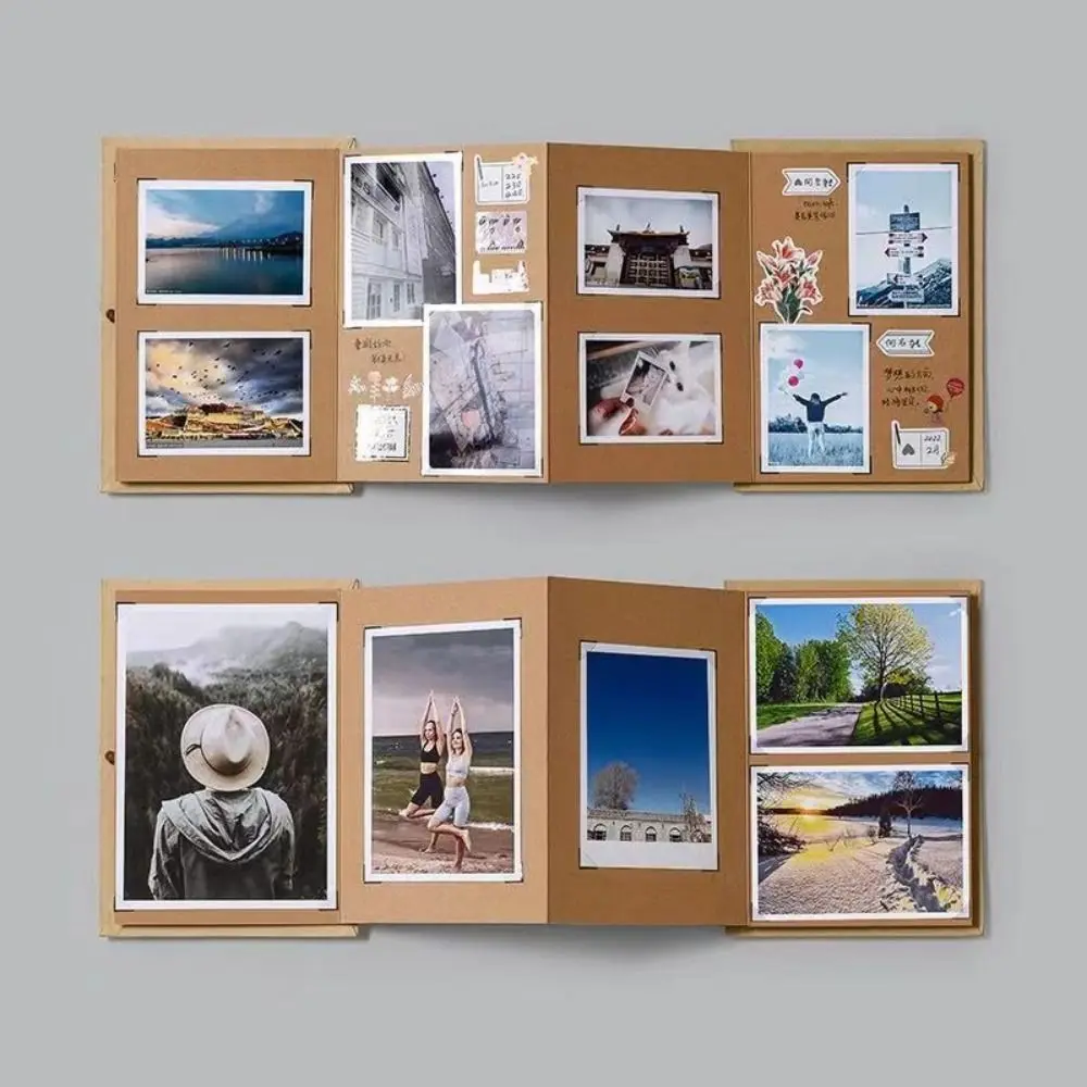 10 pages accordion folding diy small photo album This kraft paper growing souvenir book Creative Gift folding type