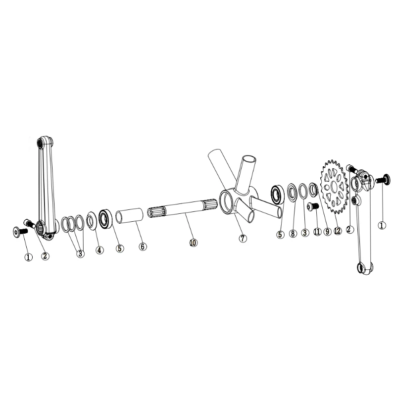 BMX Crankset 170MM Chainwheel  8T-19MM MID-BB Crankarm 170MM BMX 25T Chainring Bicycle Crankset  3 piece BMX  Accessories