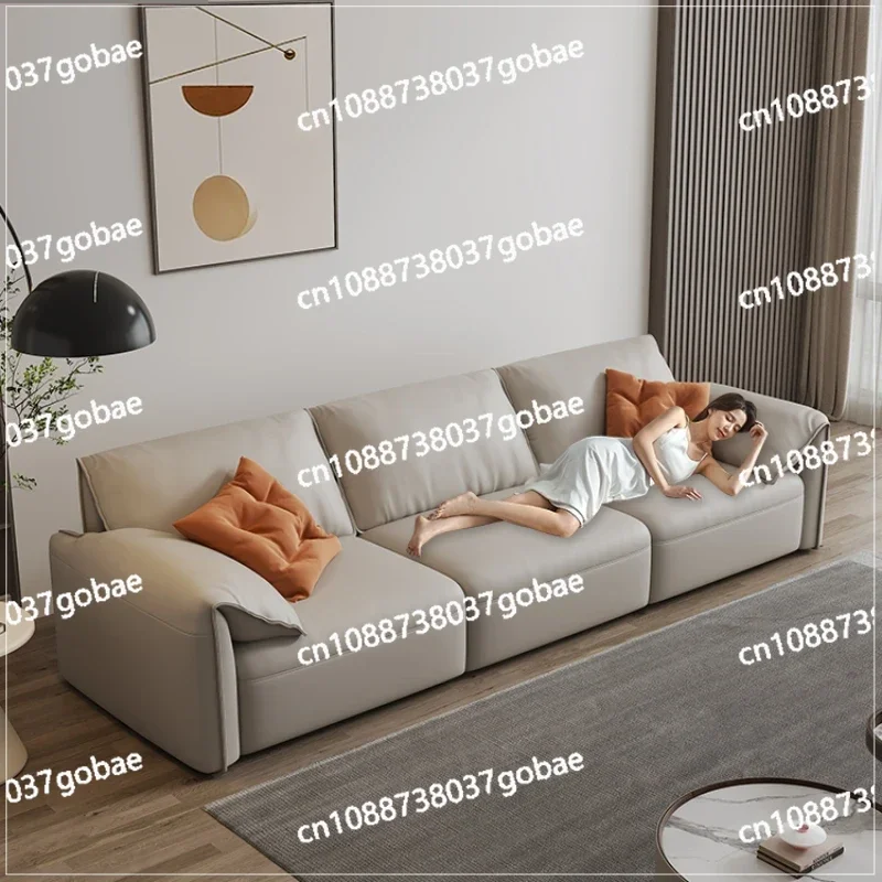 

Leather Electric Sofa Modern Luxury Small Apartment Living Room Elephant Ear Layer Leather Sofa Bed