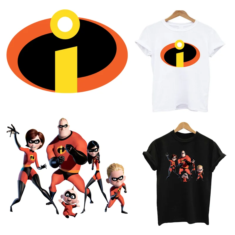 2Pcs/Lot The Incredibles Disney Iron On Parches Anime Ironing Applications For Children\'s Clothing Heat Thermal Transfer Sticker