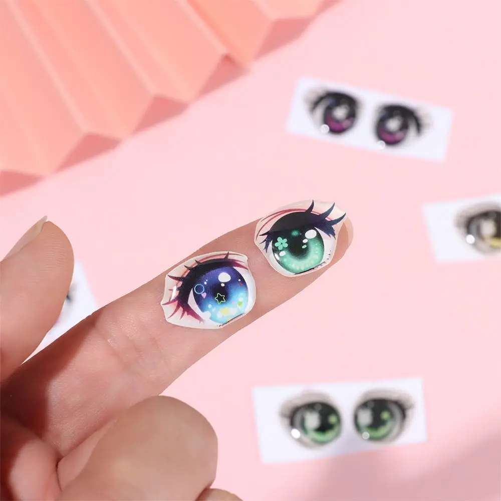 5Pair Multistyles Cute Cartoon Eyes Stickers Anime Figurine Doll Face Paster Decals DIY Glass Eye Chips Paper Doll Accessories