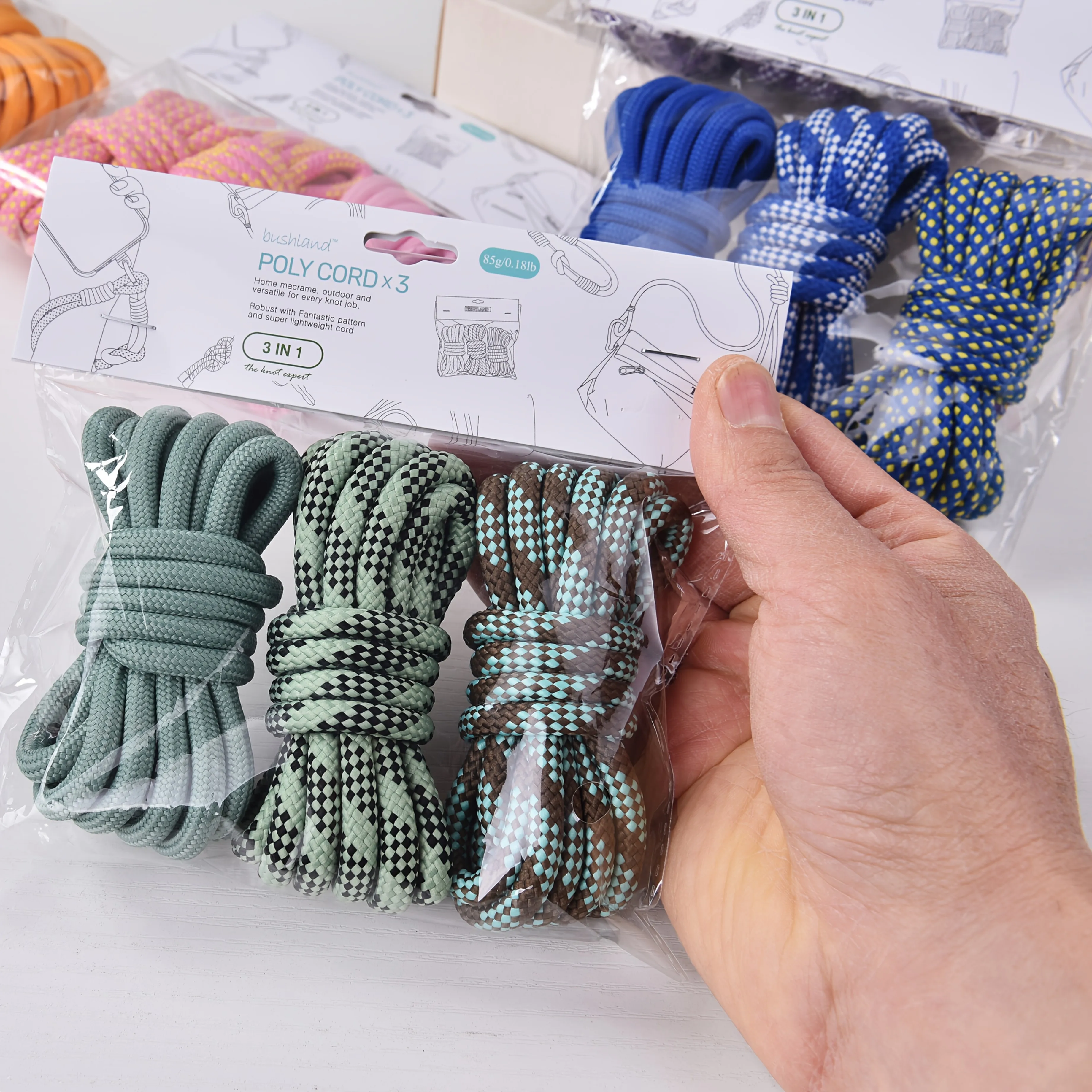6Mm Polyester Cord Set 2 Meters Per Color 3 Colors Sturdy Weaving For Making Phone Lanyards Bracelet Chains Outdoor Bundling Diy