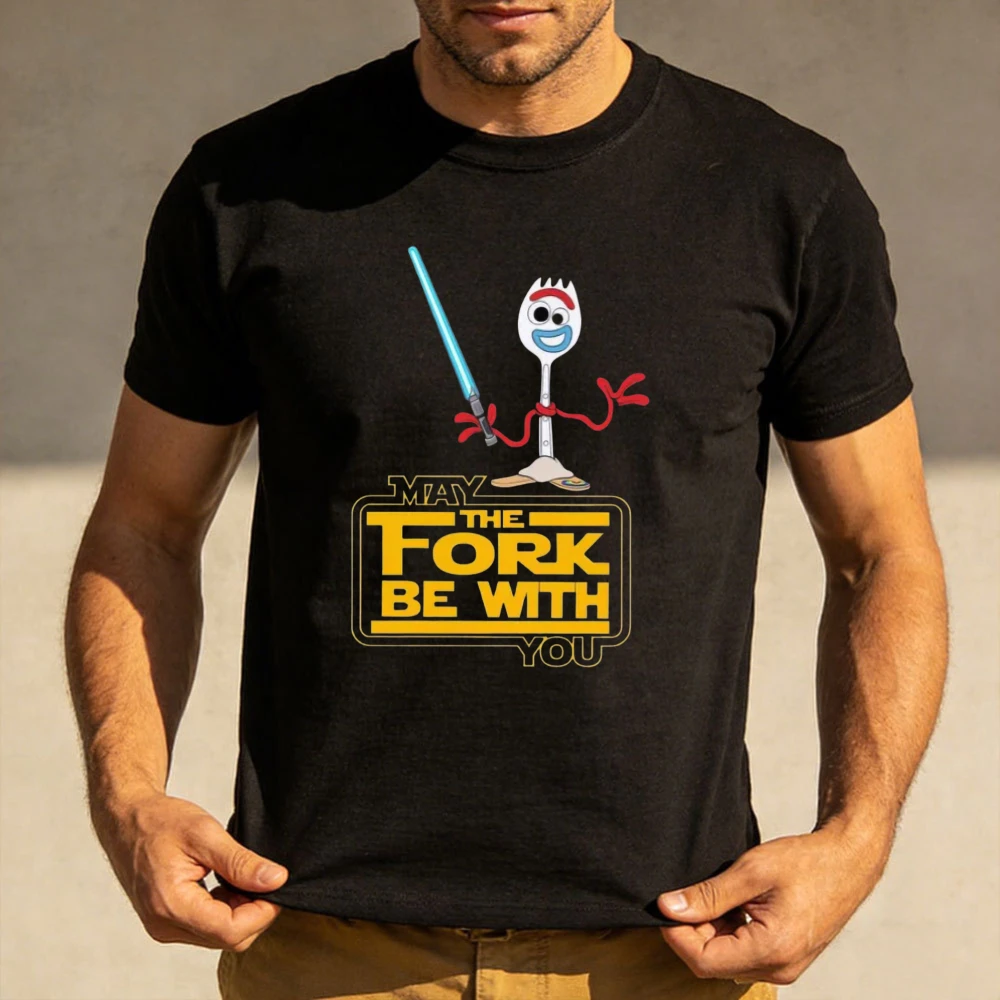 May The Fork Be with You Forky Jedi Graphic TShirt Funny Meme Printed Shirt Men Women Unisex Fashion Crewneck Cotton Tee Tops
