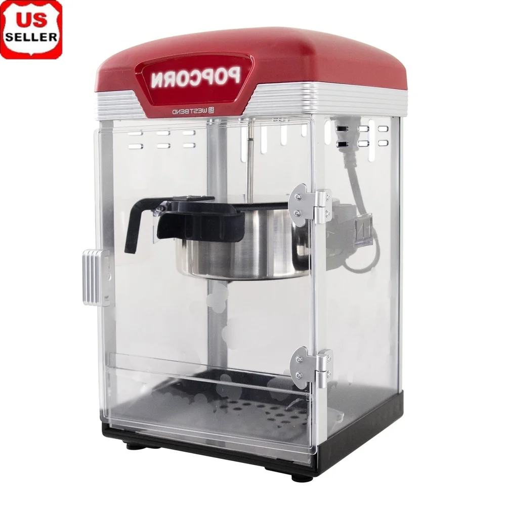 

Театральный аппарат для попкорна 4QT, машина для закусок в киностиле со светодиодной подсветкой, технология выскакивания масла, съемный ловец ядер, идеальные вечеринки