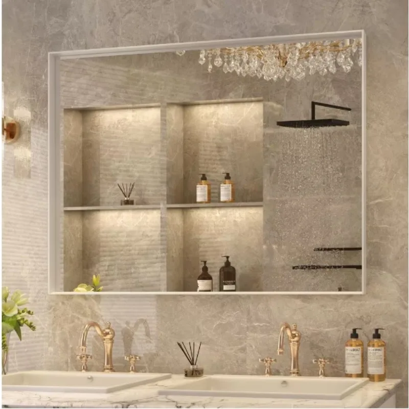 

Rectangular Aluminum Framed Beveled Edge Horizontal and Vertical Wall Bathroom Vanity Mirror, Simple fashion, easy to install