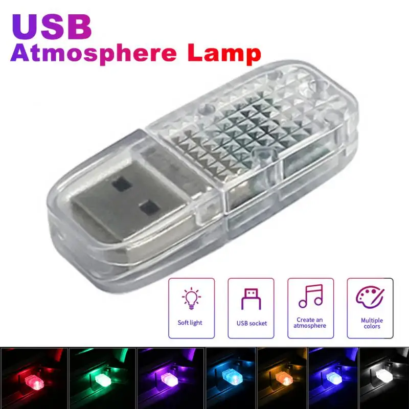 Car Led Light Auto Interior Atmosphere USB Neon Ambient Light RGB Mini Colorful Lamp Portable Mini Night Light Car Accessory