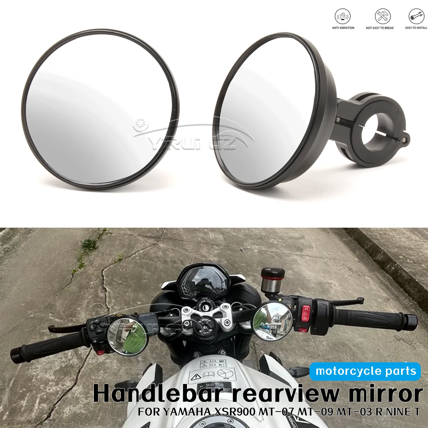 

Мотоциклетная слепая зона, вспомогательный ретровизор Espelhos de grande angularpara для Yamaha xsr900 MT-07 MT-09 MT-03R NINE T MT-07 MT-09