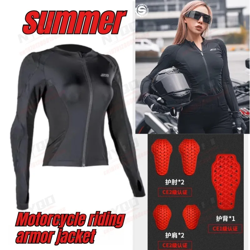 

Women Summer Motorcycle Jacket CE Level 2 Armor Mesh Breathable Riding Gear Offroad Protective Equipment